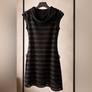Chic Black Striped Mini Dress